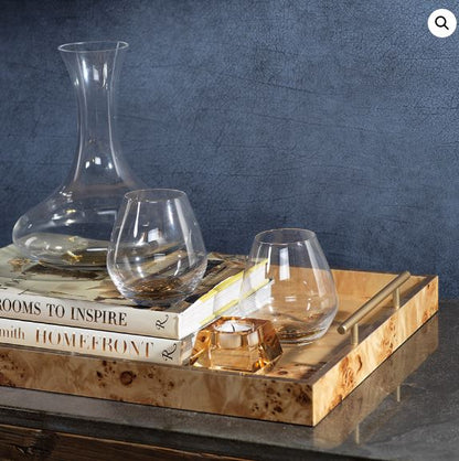 Leiden Burl Wood Rectangular Tray